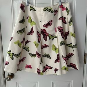 TALBOTS WOMEN BUTTERFLY PATTERN A- LINE LARGE PLEATED SILK BLEND Y2K SKIRT, 14